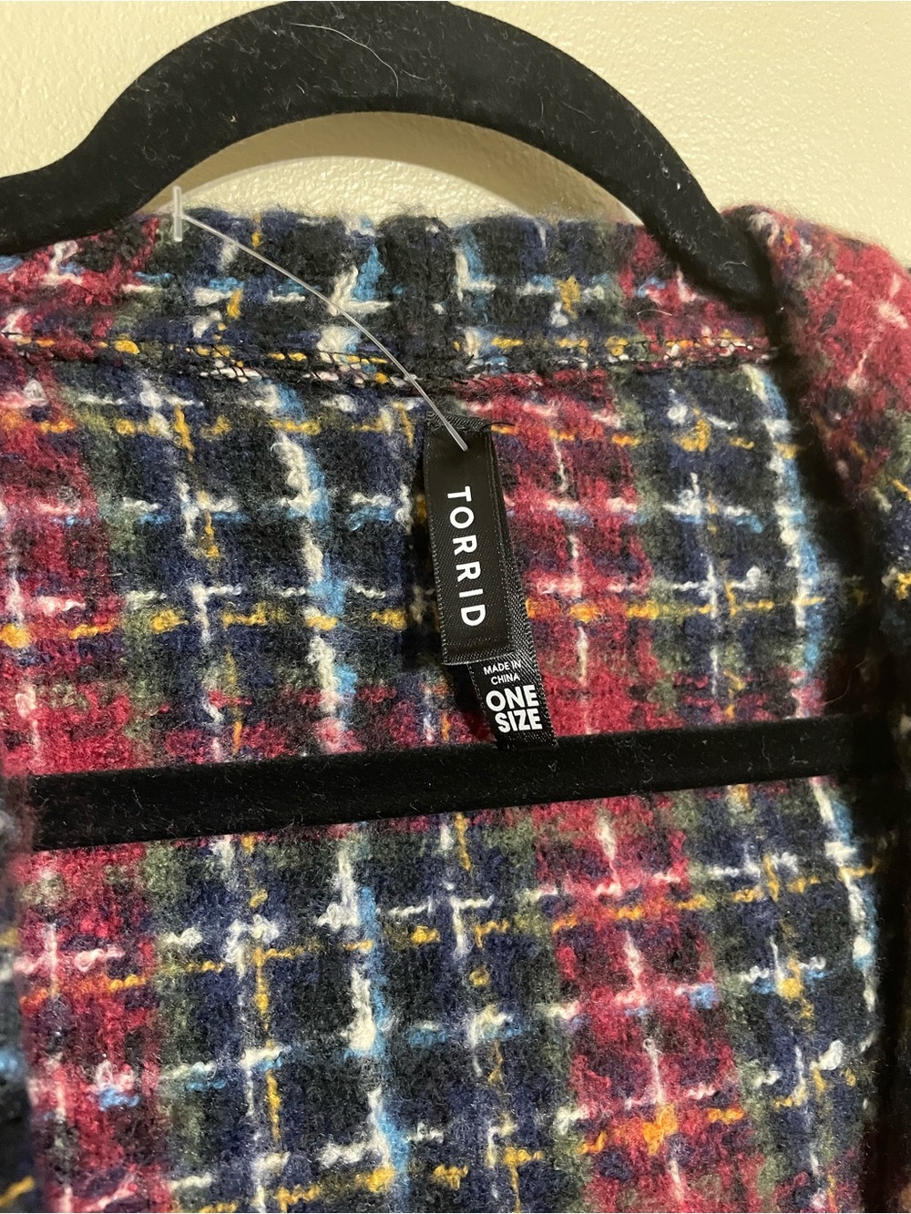 Torrid Hooded Ruana Plaid Poncho One Size - Picture 4 of 6